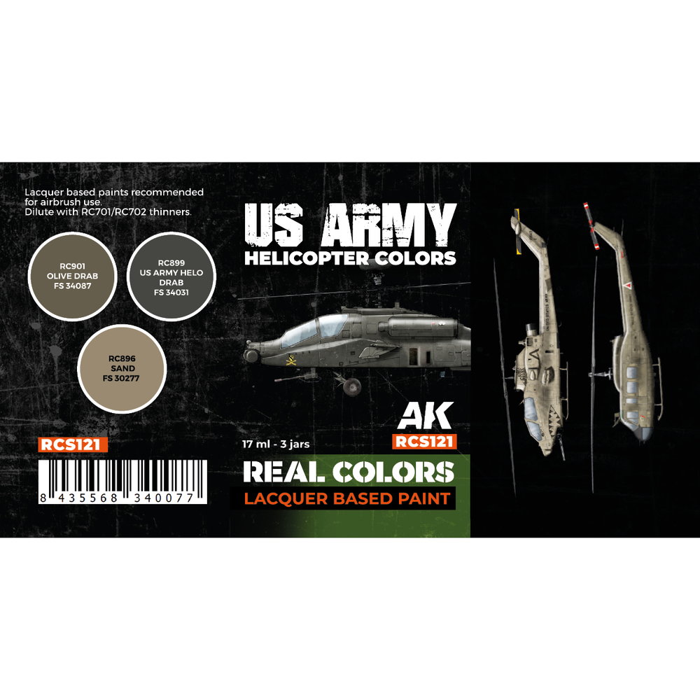 Набор красок AK Interactive Real Colors - US Army Helicopter Colors