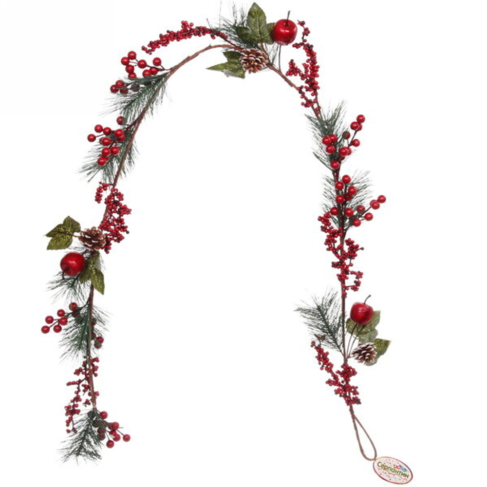Гирлянда хвойная «Сказочные краски» 1,5 м (ягоды, леска)
