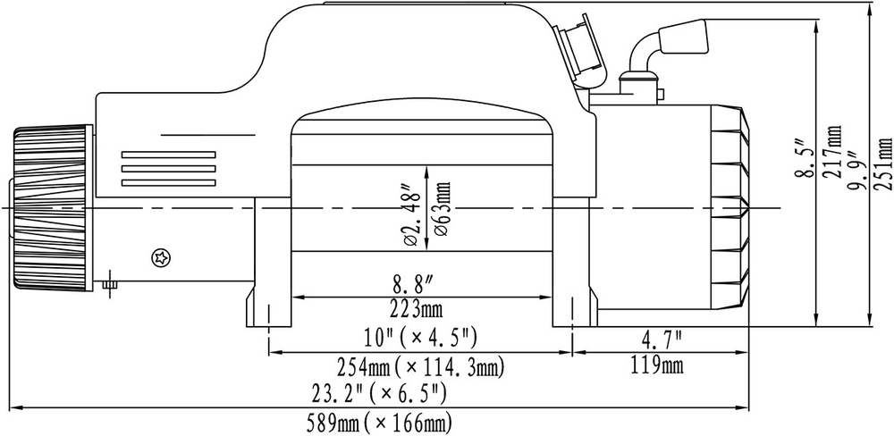 Лебёдка автомобильная электрическая 12V Runva 13500 lbs 6136 кг стальной трос