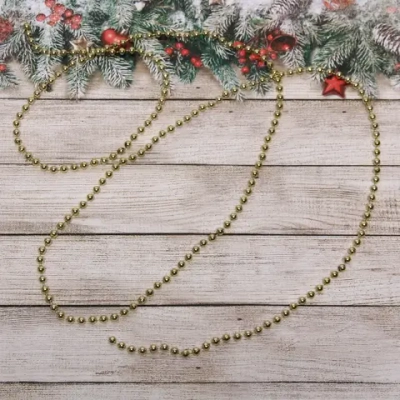 Бусы на ёлку 2,0 м «Шарик средний» d-8мм, Шампань