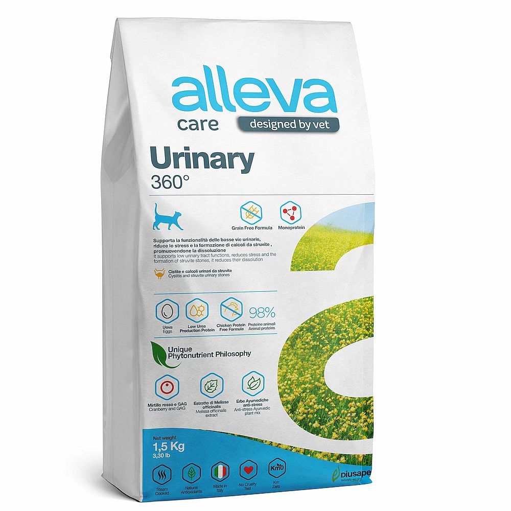 Сухой диетический корм Alleva Care Cat Adult Urinary 360 для кошек, для растворения струвитных камней, Пакет 1,5 кг