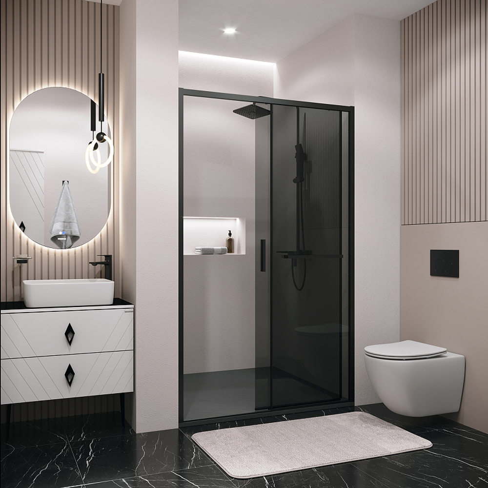 Душевая дверь Grossman Style 110 100.K33.05.110.21.10 профиль Черный матовый стекло тонированное