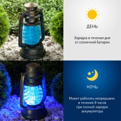 Светильник уличный ЭРА SL-RSN23-LANT-BU на солнечной батарее пластик синий 21,3 см | Садовые декоративные светильники