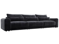 Диван прямой Лига-056 НПБ Лонг, TOWER 11 темно-серый, Велюр, 129139