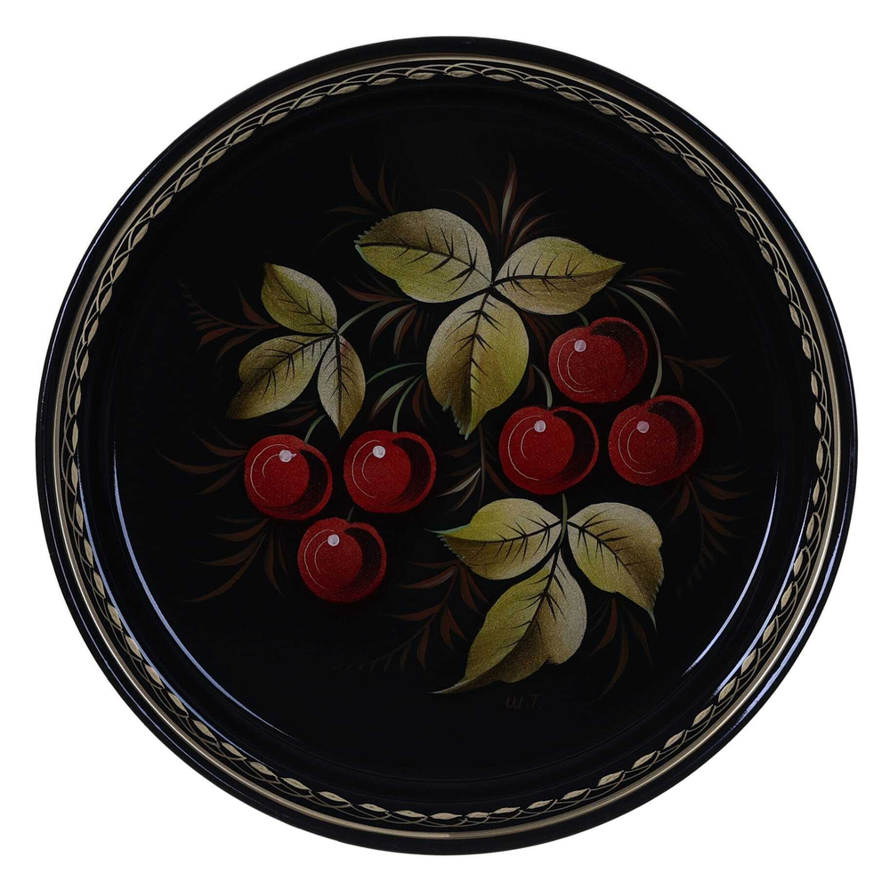 Жостовский поднос декоративный, размер 22 см (A5), металлический