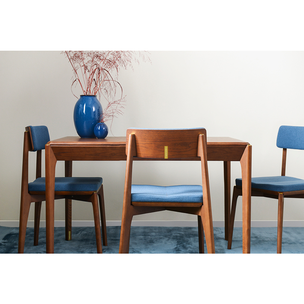 Стул aska, рогожка, орех/темно-синий