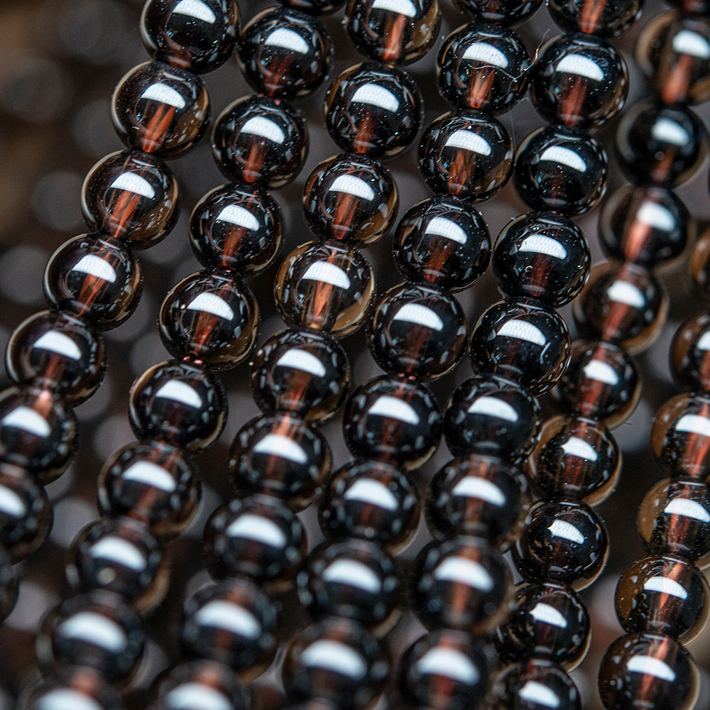 Раухтопаз (дымчатый кварц) натуральный, бусины в форме шара 4,3мм