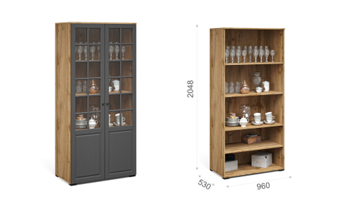 Система Лацио Сканди Витрина 2д Вотан/Сканди графит (ручка чёрная)