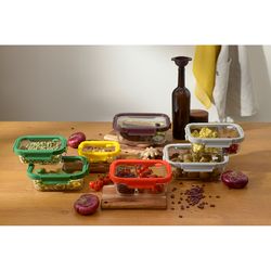 Контейнер для запекания и хранения прямоугольный Click Glass, 1 л, светло-серый