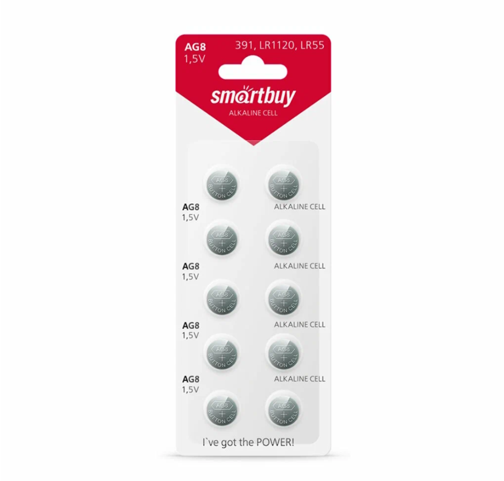 Батарейка часовая Smartbuy AG8-10B (100/2000) (SBBB-AG8-10B) 2 шт