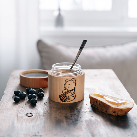 Герметичный контейнер (баночка) с крышкой из сибирского кедра. K58