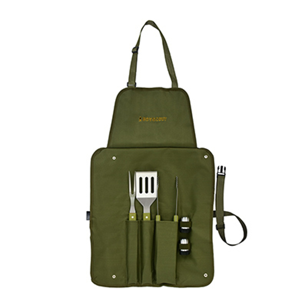 НАБОР BOYSCOUT СУМКА-ФАРТУК, ВИЛКА, ЛОПАТКА, ЩИПЦЫ, СОЛОНКА, ПЕРЕЧНИЦА 61320