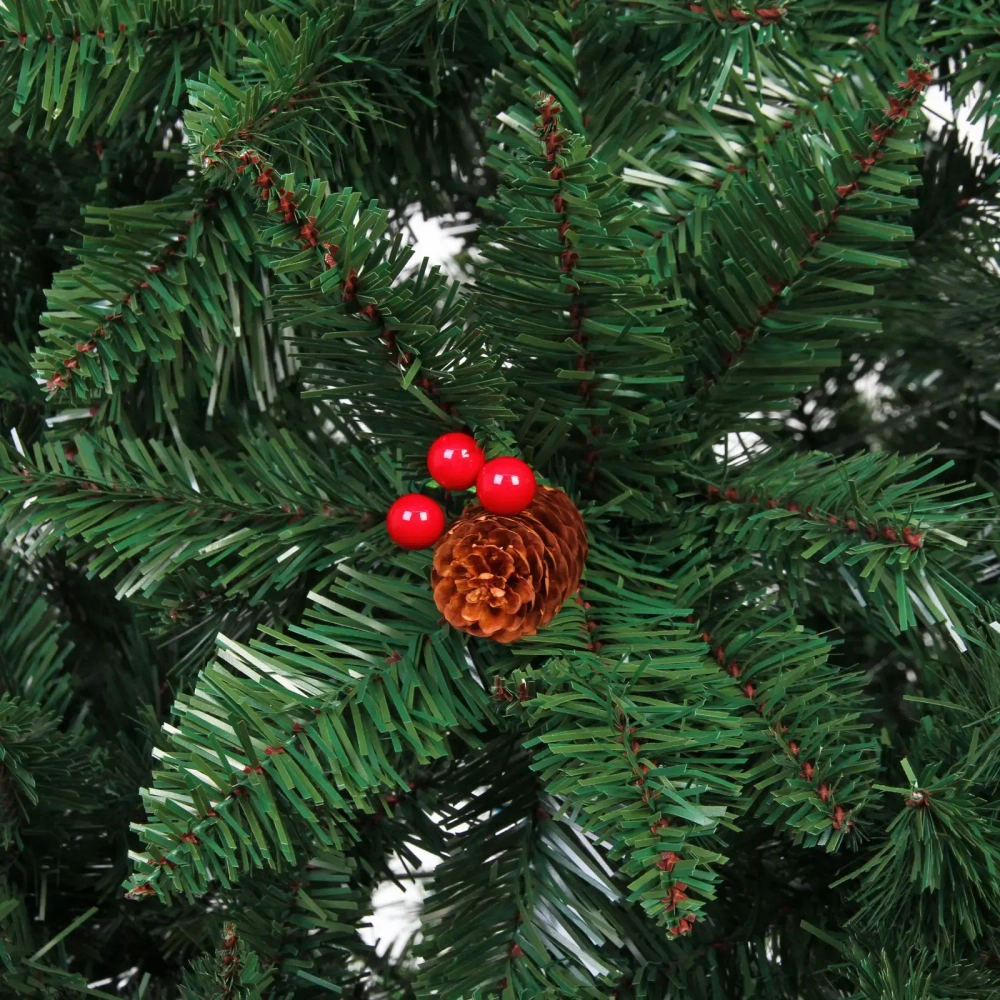 Ёлка «Лесное утро» 150 см, ПВХ с шишками и ягодами (456 веток)