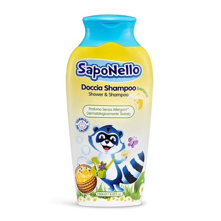 Felce Azurra SAPONELLO Шампунь-гель для душа для детей «Банан» Shower and Hair Gel Banana 250 мл