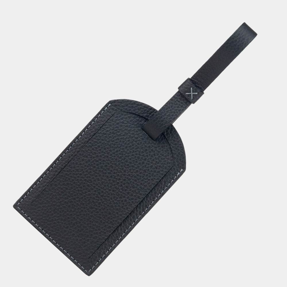 Багажная бирка из кожи теленка, черного цвета
