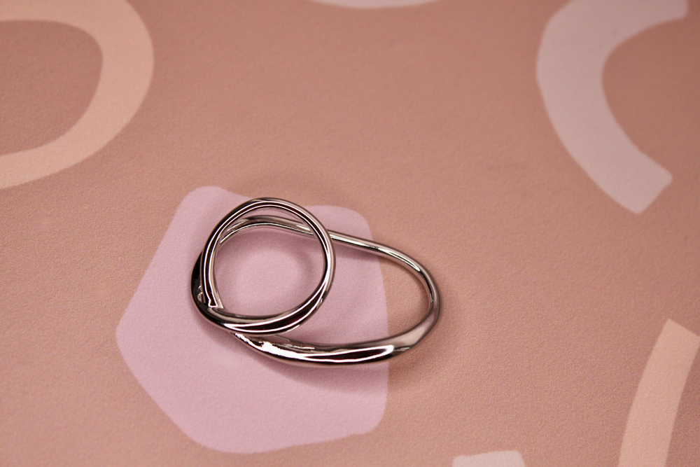 Кольцо на два пальца родий Корея