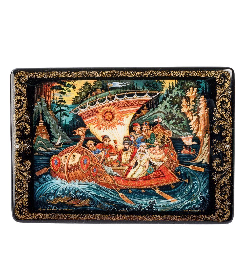 Народные промыслы ШК-30/ 54 Шкатулка «Из-за острова на стрежень..» худ. Романова Е.