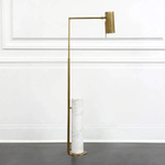 Alma Floor Lamp in Antique-Burnished Brass and White Marble