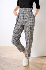 3809 Брюки женские (черно-белая клетка)