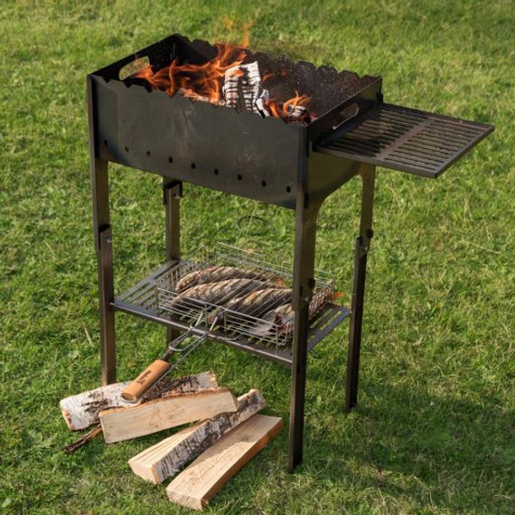 Мангал разборный Тонар со столиком и подставкой под казан (2мм, сумка)