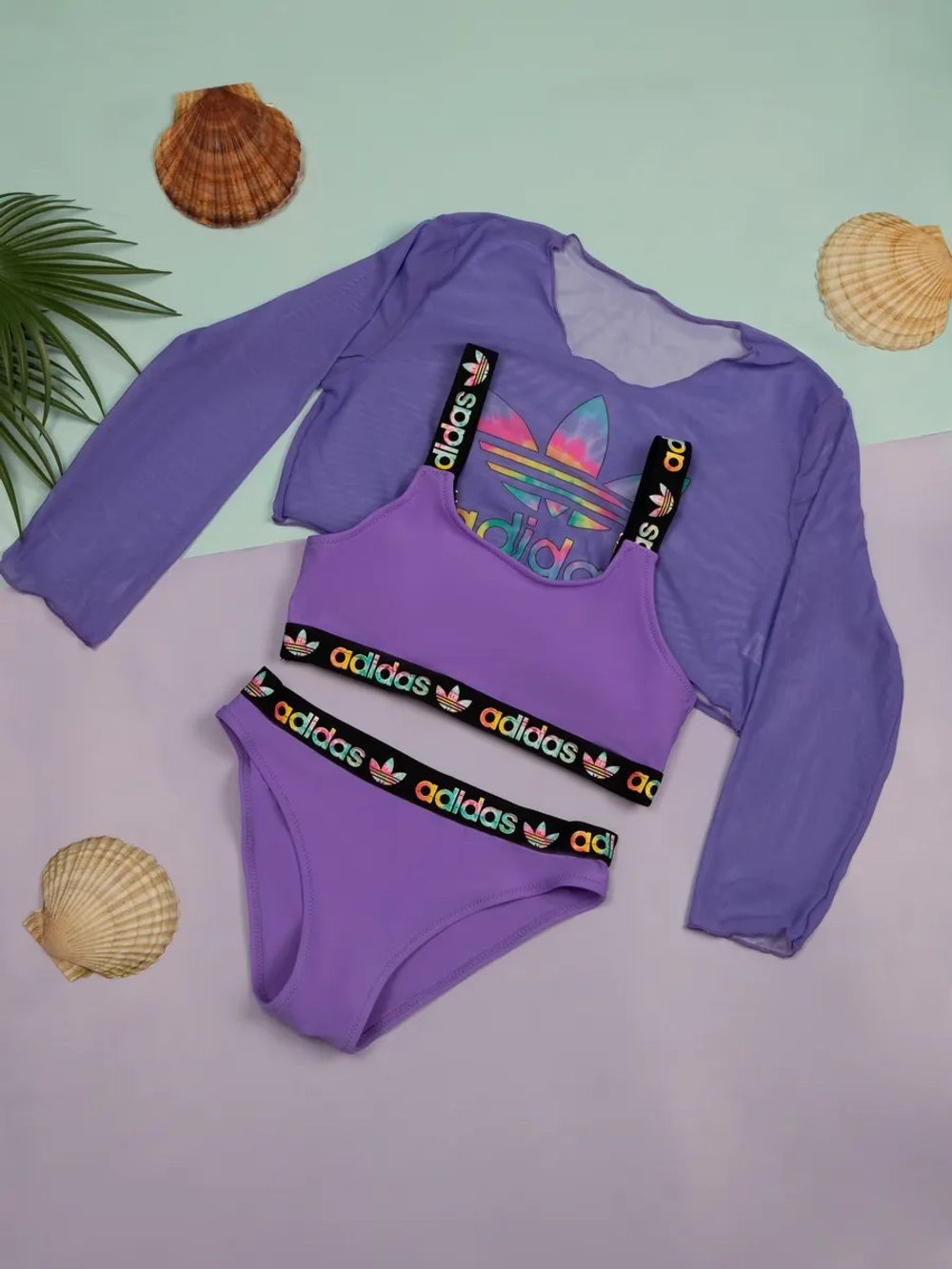 купальник раздельный 3 в 1 спортивный с топом парео