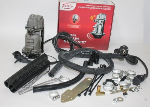 Подогреватель предпуск. универс.  Северс +  с помпой (2,0 кВт + монтажный к-т) с бамперным разъемом (СЕВЕРС)
