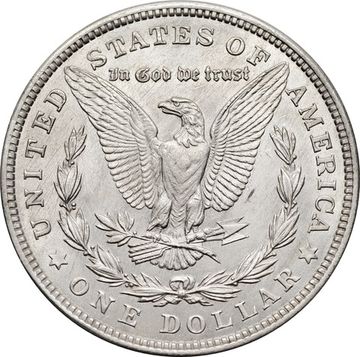 1 доллар (dollar) 1921 США Morgan Dollar (доллар Моргана) без обозначения монетного двора