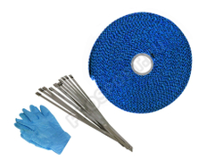 Термолента для глушителя синяя 1mm*50mm*15m ,с 10 хомутами и перчатками стекловолокно