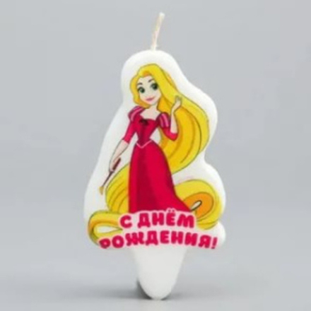 РАСПРОДАЖА Свеча в торт "С Днем Рождения!", Принцессы: Рапунцель