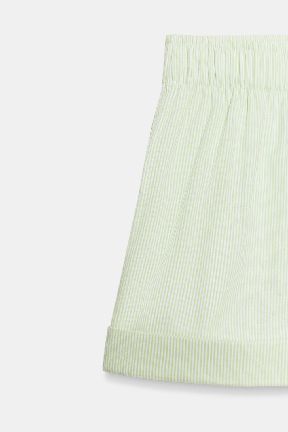 ZARA ШОРТЫ ИЗ ПОПЛИНА В ПОЛОСКУ, ЗЕЛЕНЫЙ/БЕЛЫЙ