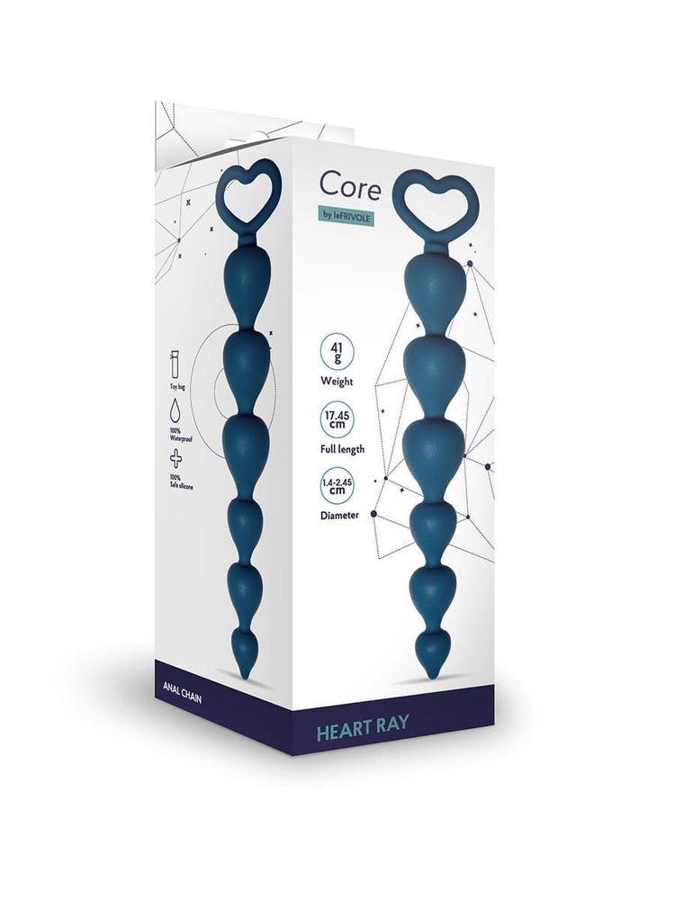 Анальная цепочка Heart Ray синий 17,45 см