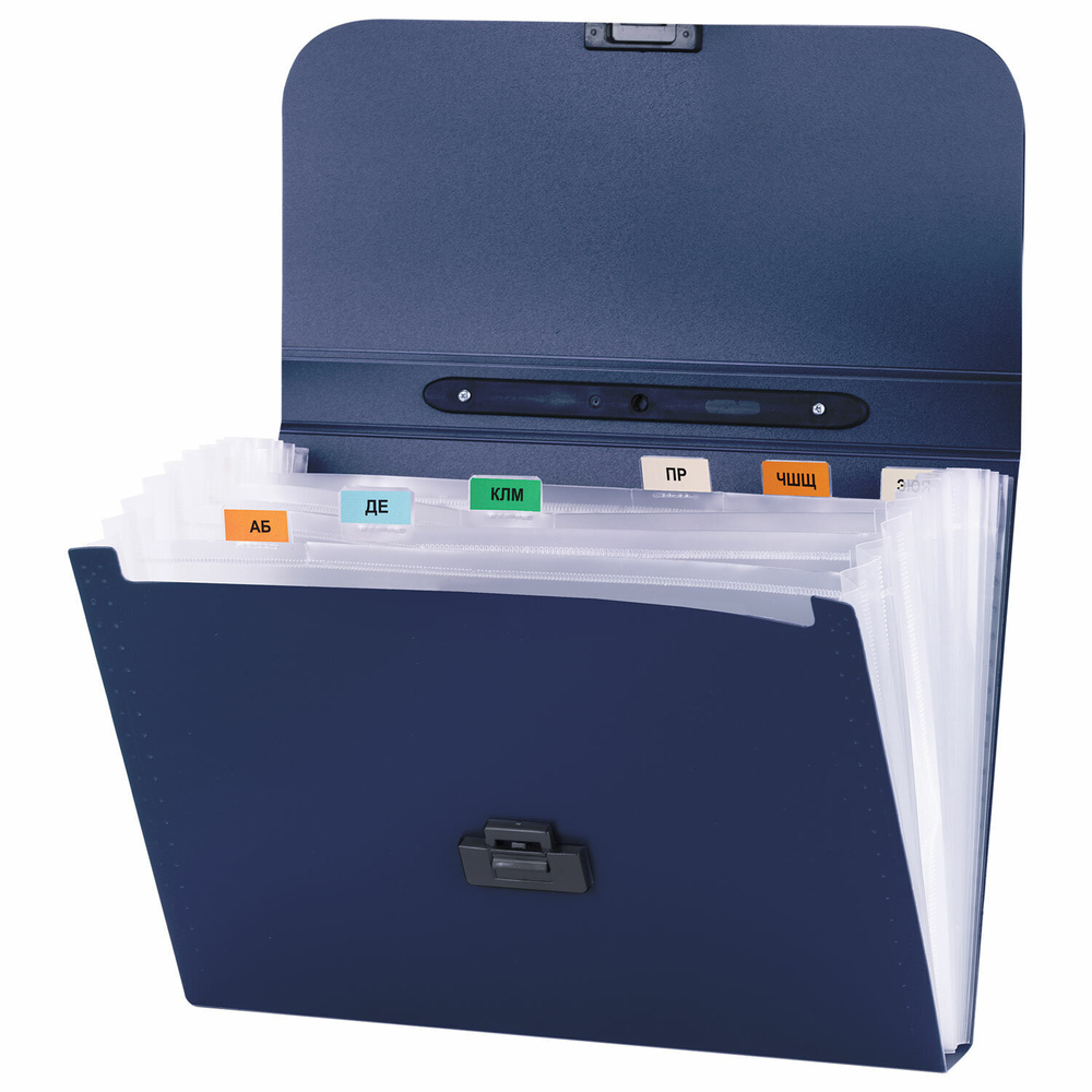 Папка-портфель пластиковая BRAUBERG "Energy" А4 (330х256х32 мм) 7 отделений синий (3 штуки в упаковке)