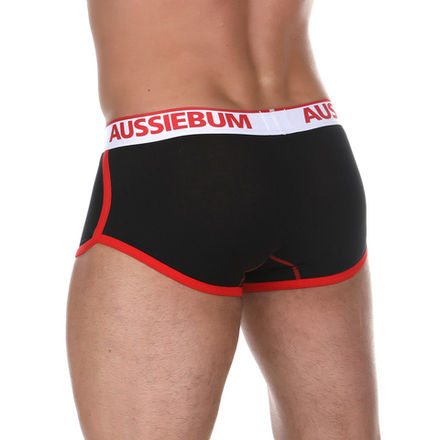 Трусы мужские хипсы черные с красной окантовкой AUSSIEBUM