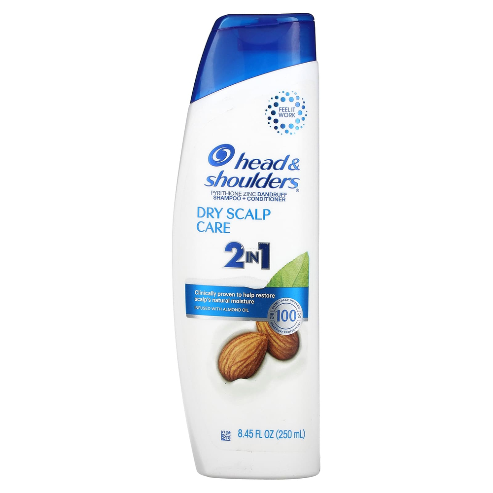Head & Shoulders, Шампунь и кондиционер 2 в 1, уход за сухой кожей головы, с миндальным маслом, 250 мл (8,45 жидк. унц.)