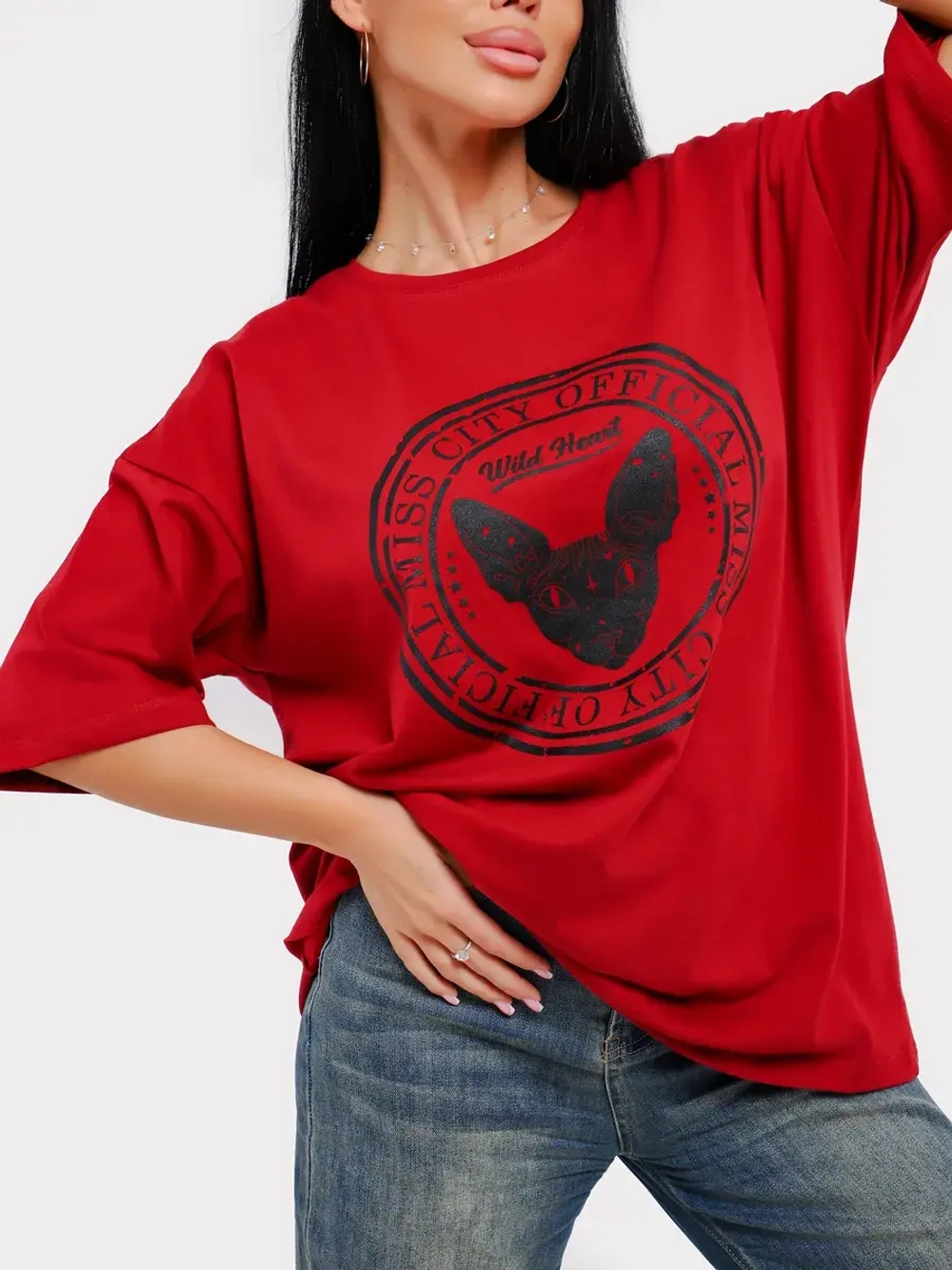 Футболка оверсайз больших размеров принт