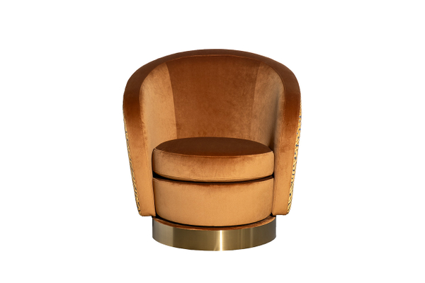 Кресло Наполи(Napoli) вращающееся, велюр принт Pad32+Latt-ORANG 76x76x76см Garda Decor