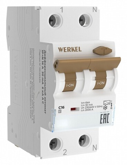 Дифференциальный автоматический выключатель 1P Werkel Дифференциальные автоматы W922P166