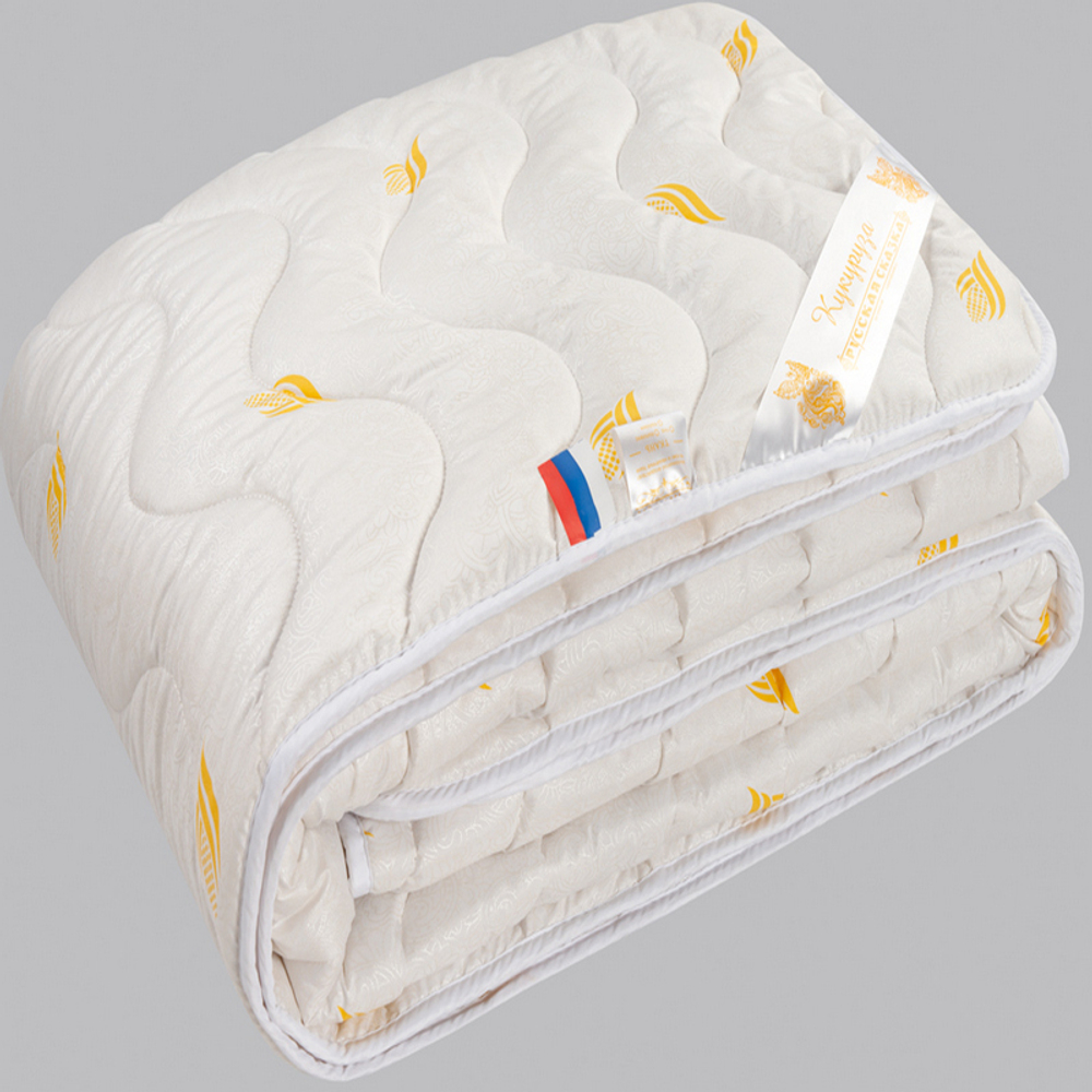Одеяло "РУ. КУКУРУЗА" Русская сказка, стандарт, плотность 300 г/м2, тик 100% хлопок, Россия.