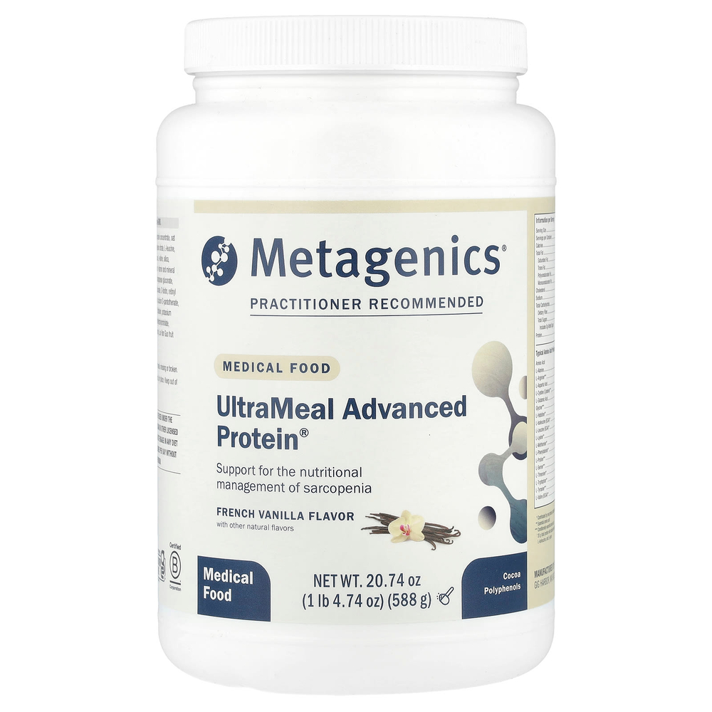 Metagenics, Medical Food, UltraMeal Advanced Protein®, со вкусом французской ванили, 588 г (1 фунт, 4,74 унции)