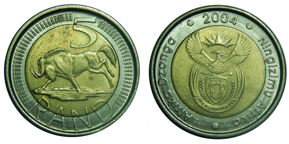 ЮАР 5 рандов, 2004-2016 Afrika-Dzonga XF