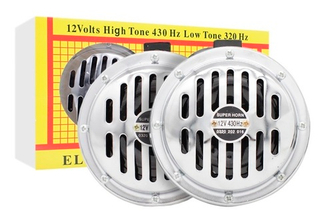 Сигналы 12v универсальные D24 "SUPER HORN" Хром 430/300Hz (SIGNAL-JS-D24-CH) пара