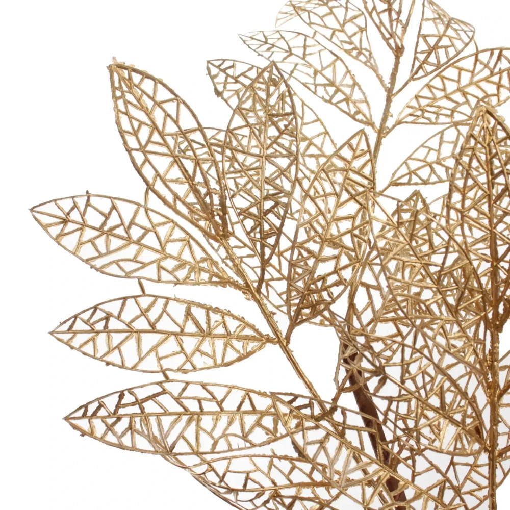 Ветка декоративная «Зимние листья» 85 см, Золото