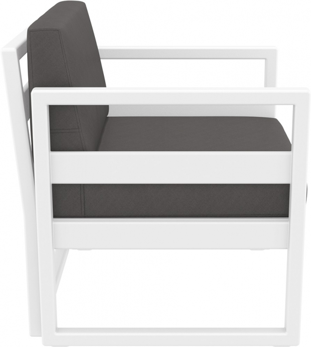 Кресло пластиковое с подушками Siesta Contract Mykonos, белый, темно-серый