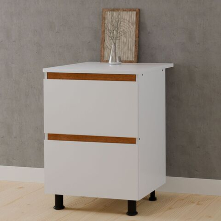 Кухонный модуль напольный 3 ящика 60х60х85, белый/дуб