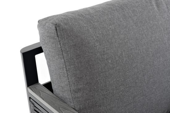 "Сан Ремо" кресло плетеное из роупа садовое, каркас алюминий темно-серый, роуп серый, ткань серая