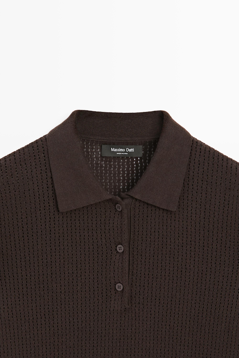 Massimo Dutti Ажурное поло из смесового хлопка, коричневый