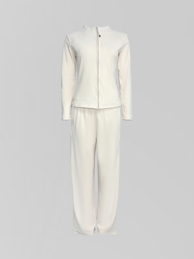 Костюм LJHY 25027 однотонный из лонгслива на молнии и широких штанов