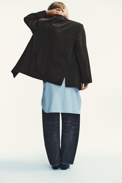 ZARA БЛЕЙЗЕР OVERSIZE В ПОЛОСКУ, КОРИЧНЕВЫЙ