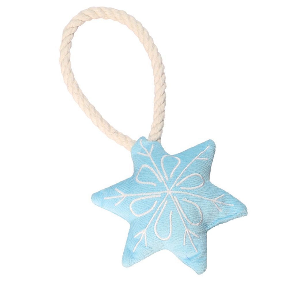 Игрушка Mr.Kranch для собак мелких и средних пород Снежинка с канатом и пищалкой 23х12х4 см, голубая Игрушка Mr.Kranch для собак мелких и средних пород Снежинка с канатом и пищалкой 23х12х4 см, голубая