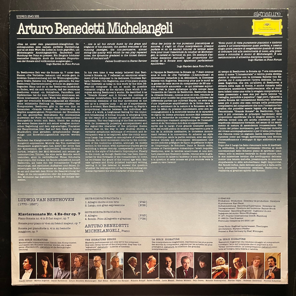 Бетховен - Соната для клавира / фортепиано №4 (Германия 1983г.)